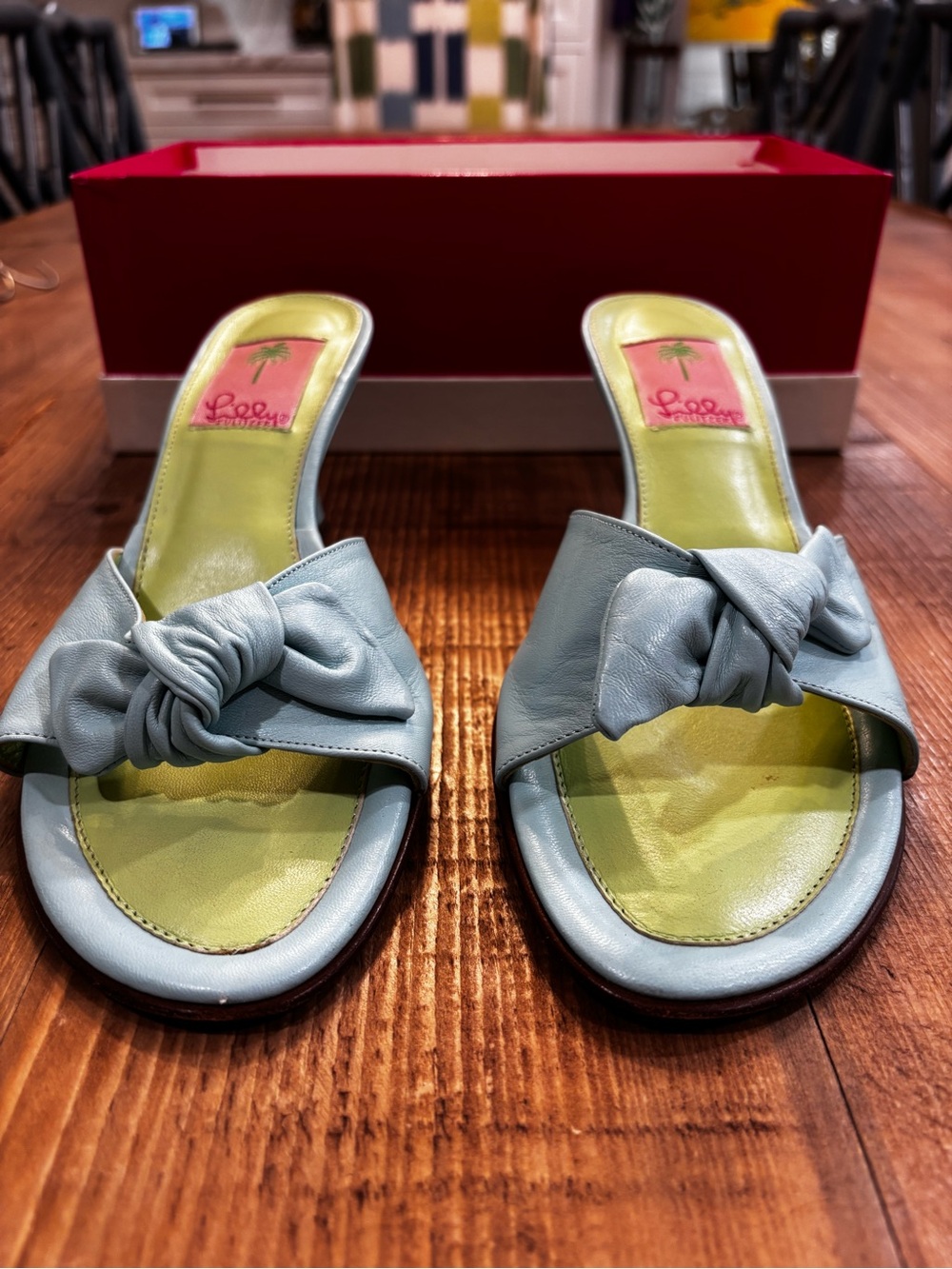 Lilly Pulitzer Light Blue Knot Slide Sandals - Women Size 8